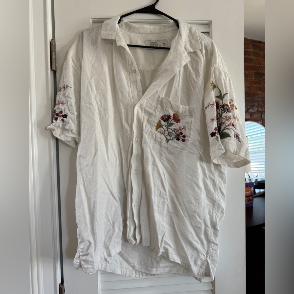 Abercrombie & Fitch Summer Linen Blend Shirt with Embroidery